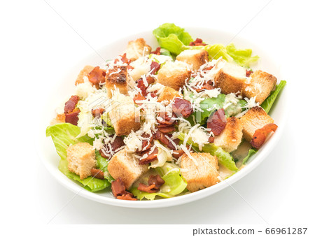 caesar salad on white background caesar salad on white background 66961287