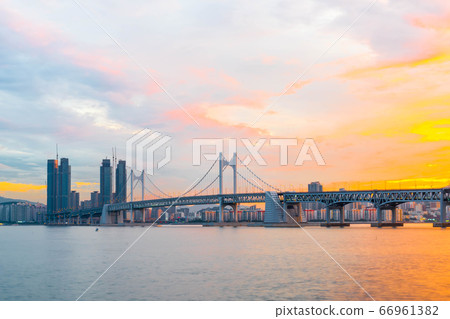 Gwangan Bridge in Busan City , South Korea. 66961382