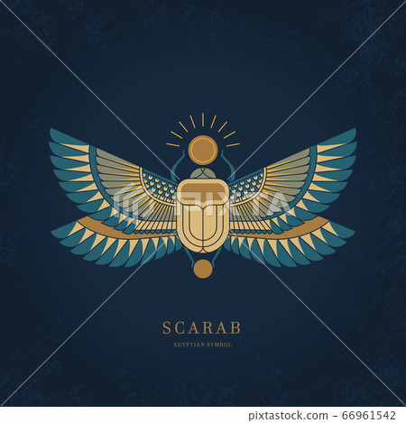 Colorful illustration of the Egyptian scarab-插圖素材[66961542 