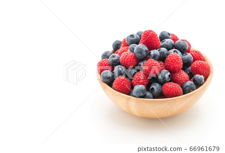fresh blueberry and rasberry on white fresh blueberry and rasberry on white 66961679