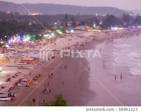Arambol beach landscape at night. Goa. India. Arambol beach landscape at night. Goa. India. 66962223