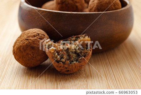 Homemade handmade sweet candy balls in cocoa 66963053
