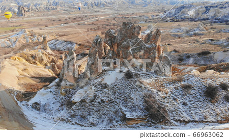 Sharp Rocks in Cappadocia. Turkey. Aerial view. 66963062