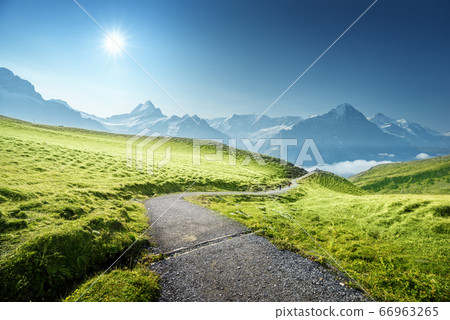 Grindelwald valley from the top of First mountain, Grindelwald valley from the top of First mountain, 66963265
