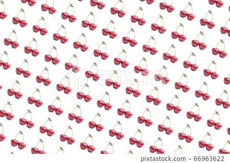 Two cherries berry pattern isolated on a white background Two cherries berry pattern isolated on a white background 66963622