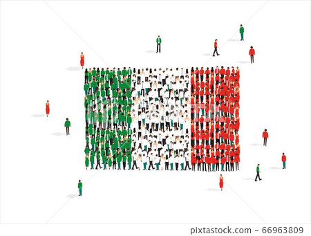 National flag of Italy made from people mob isolated on white, vector illustration 66963809