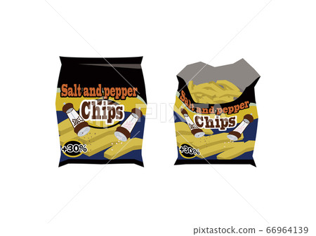 Illustration of a bag of snacks. Plastic bag... - Stock Illustration ...