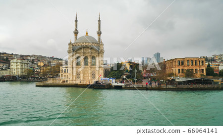 View of Bosphorus Strait in Istanbul, Turkey. Bosphorus strait separates the European part from the Asian part of Istanbul. 66964141