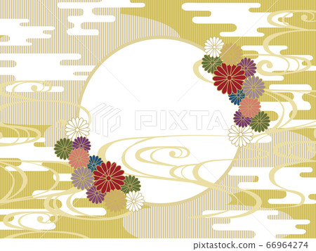 Japanese pattern beige gold simple cloud background material chrysanthemum Japanese pattern beige gold simple cloud background material chrysanthemum 66964274