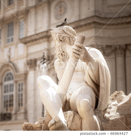 Statue of Zeus in Fountain, Piazza Navona, Rome, Statue of Zeus in Fountain, Piazza Navona, Rome, 66964427