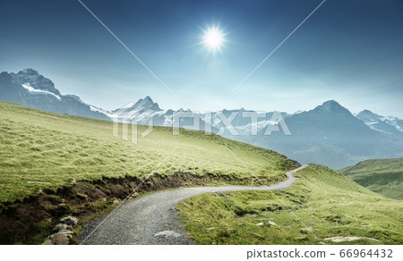 Grindelwald valley from the top of First mountain, Grindelwald valley from the top of First mountain, 66964432