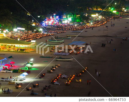 Arambol beach landscape at night. Goa. India. 66964733