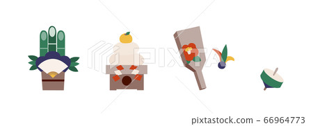 Simple New Year lucky charm illustration in cool colors 66964773