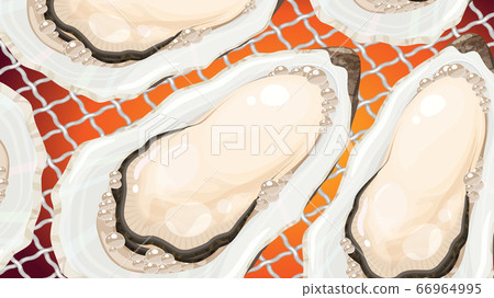 牡蠣在海面烤的背景插圖_海鮮烤16：9 66964995