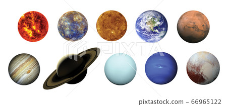 Solar system isolated on white background with clipping path. Elements of image furnished by NASA 66965122
