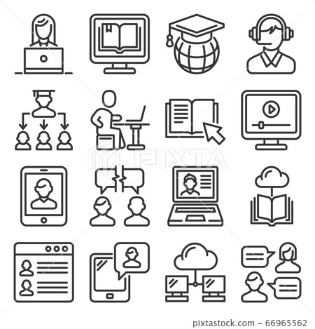 Online Education Icons Set. Line Style Vector Online Education Icons Set. Line Style Vector 66965562