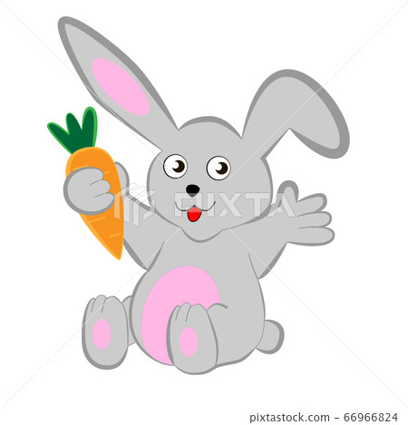 Cartoon rabbit with a carrot.-插圖素材 [66966824] - PIXTA圖庫