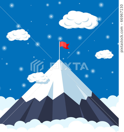 Flag on peak of mountain. 66967130