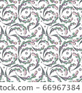 Oak leaves vector seamless pattern. Hand drawn abstract leaf background. 66967384