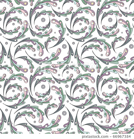 Oak leaves vector seamless pattern. Hand drawn abstract leaf background. 66967384