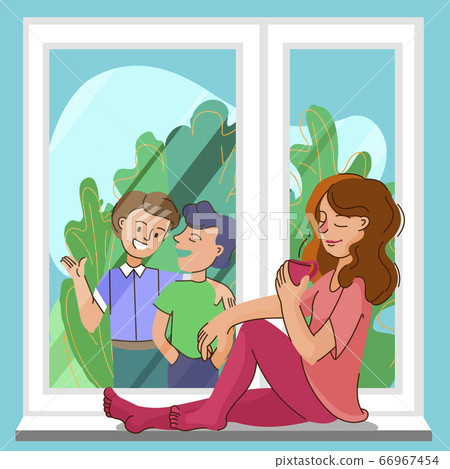 Cartoon Color Characters People and Introvert vs Extravert Concept. Vector Cartoon Color Characters People and Introvert vs Extravert Concept. Vector 66967454