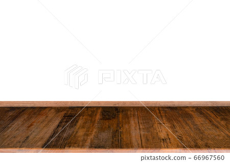 Hardwood rough plank table top on background 66967560