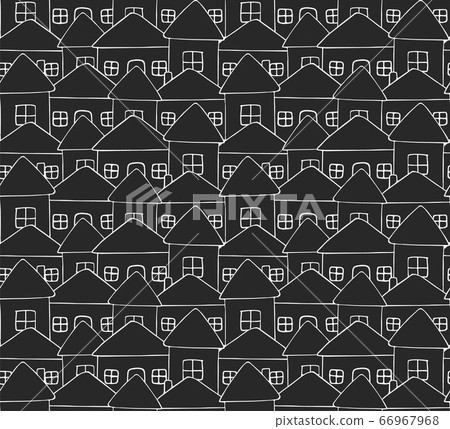 Vector seamless pattern of white hand drawn houses - Stock Illustration ...