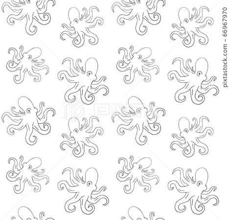 Vector seamless pattern of sketch octopus - Stock Illustration ...