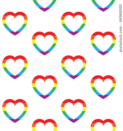 Vector seamless pattern of lgbt rainbow flag heart - Stock Illustration ...