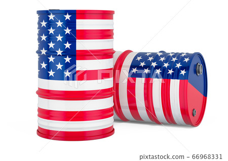 Oil barrel with United States flag. Oil production Oil barrel with United States flag. Oil production 66968331