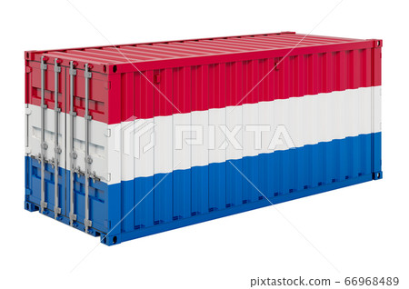 Cargo container with the Netherlands flag, 3d Cargo container with the Netherlands flag, 3d 66968489
