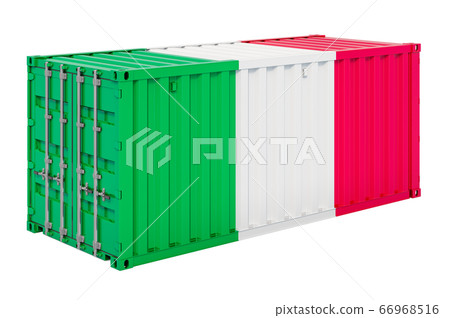 Cargo container with Italian flag, 3d rendering Cargo container with Italian flag, 3d rendering 66968516