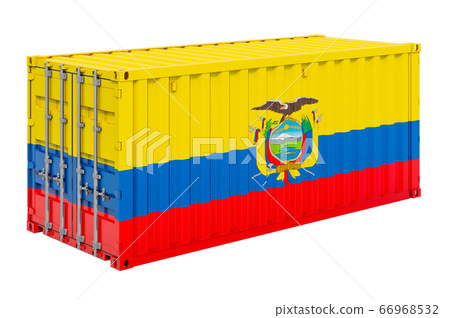 Cargo container with Ecuadorian flag, 3d rendering 66968532