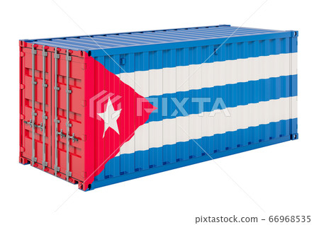 Cargo container with Cuban flag, 3d rendering Cargo container with Cuban flag, 3d rendering 66968535