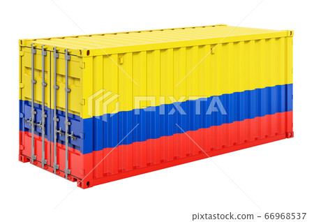 Cargo container with Columbian flag, 3d rendering Cargo container with Columbian flag, 3d rendering 66968537