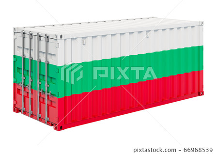 Cargo container with Bulgarian flag, 3d rendering Cargo container with Bulgarian flag, 3d rendering 66968539
