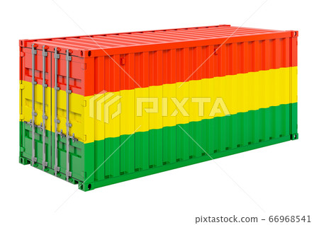 Cargo container with Bolivian flag, 3d rendering Cargo container with Bolivian flag, 3d rendering 66968541