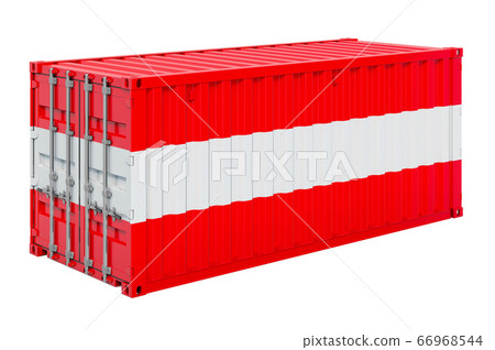 Cargo container with Austrian flag, 3d rendering Cargo container with Austrian flag, 3d rendering 66968544