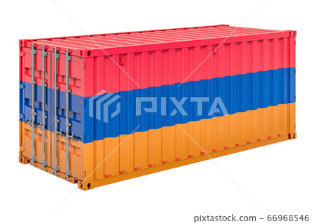Cargo container with Armenian flag, 3d rendering 66968546