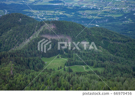 hills covered by different green grass and forest hills covered by different green grass and forest 66970456