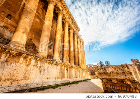 Columns of ancient Roman temple of Bacchus with Columns of ancient Roman temple of Bacchus with 66970488