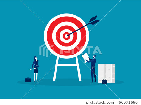 Target with arrow,businessman with woman planing target concept vector illustrator 66971666