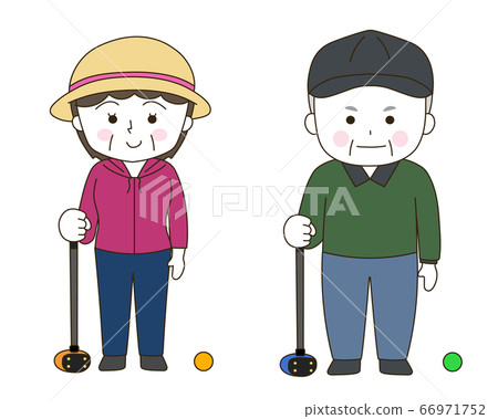 The style of an old man playing park golf (white face) 66971752