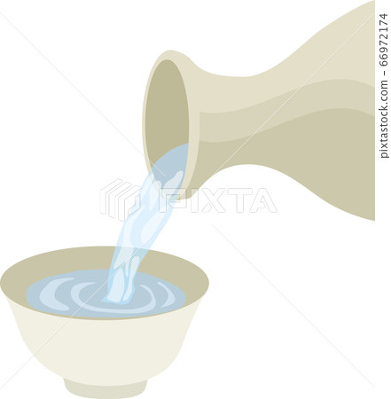 Japanese sake, sake, pouring illustration vector 66972174