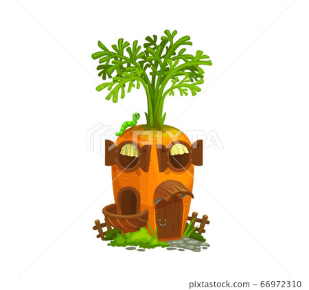 Cartoon carrot gnome house, vector 66972310
