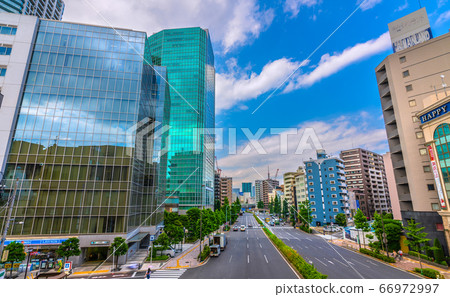 日本東京城市景觀，可看到白金高鐵站，埃爾市，NBF白金塔 66972997