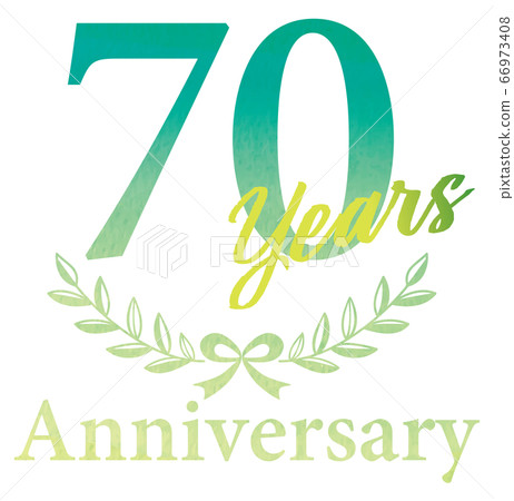 帶有月桂樹和月桂花環圖案的水彩畫的周年紀念標誌| 70年70年 帶有月桂樹和月桂花環圖案的水彩畫的周年紀念標誌| 70年70年 66973408