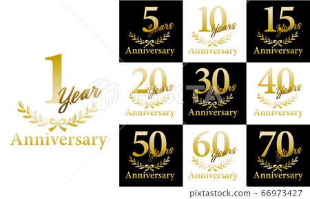 鑲有月桂樹和月桂花環圖案的金周年紀念會徽標誌| 1至70週年 鑲有月桂樹和月桂花環圖案的金周年紀念會徽標誌| 1至70週年 66973427