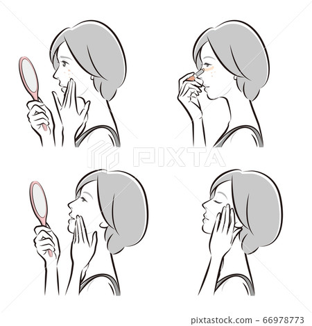 一個女人在做護膚的插圖 一個女人在做護膚的插圖 66978773