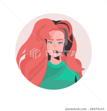 redhead woman operator profile avatar beautiful girl face female cartoon character portrait 66979143